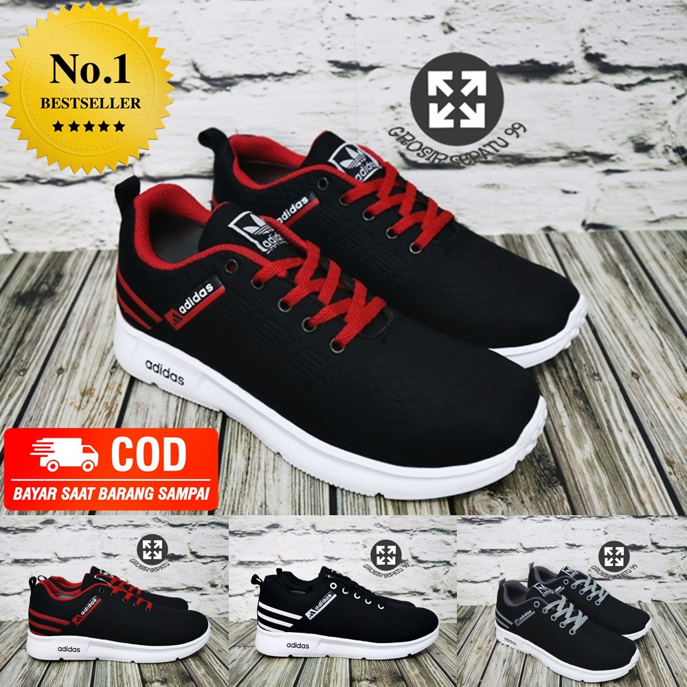 PGS Sepatu Sneakers Adidas Neo Eqt Running V2 Hitam Putih Merah Abu Olahraga Lari Pria Wanita