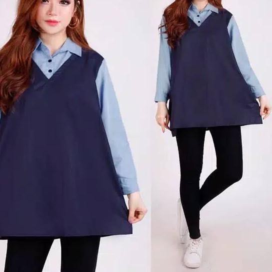 ➴ Baju blouse atasan jumbo big size lengan panjang pakaian kerja kantor wanita ibu hamil modis ROMPI