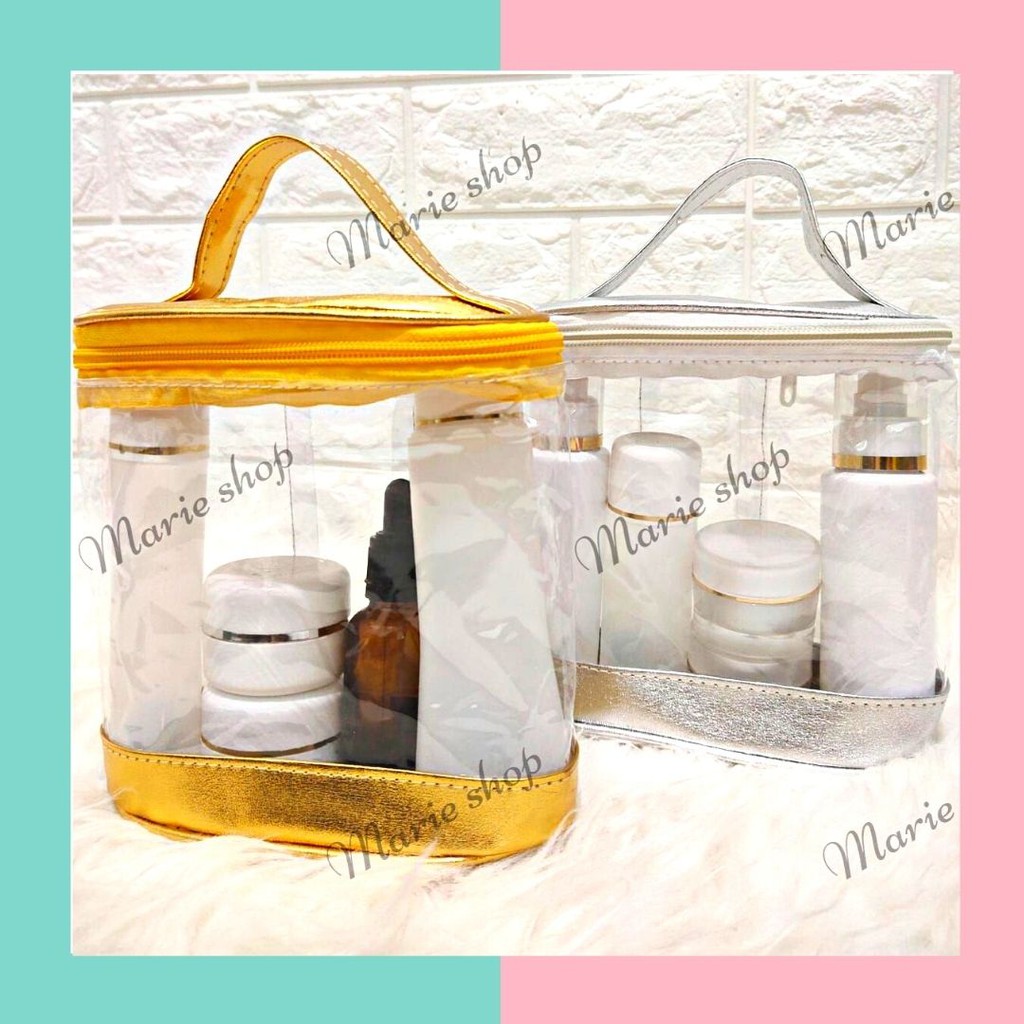 Marie Shop ➡️ [ REG ] POUCH OVAL KOSMETIK - TAS KOSMETIK - POUCH MIKA TRANSPARANT - WADAH KOSMETIK -