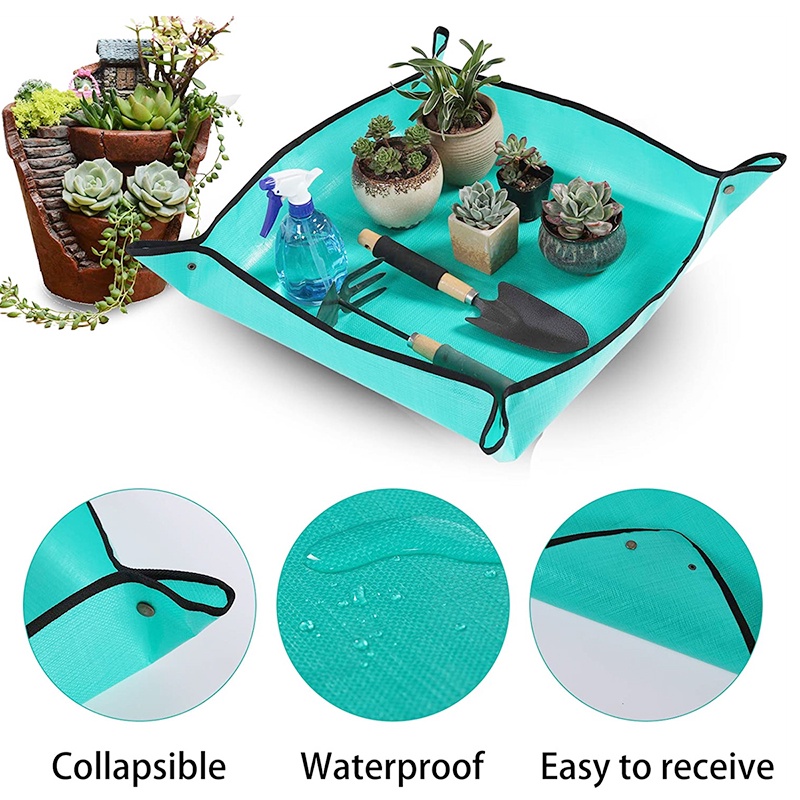 1m*1m Gardening Mat Dapat Potting Mat Digunakan Kembali  Taman Bunga Mat Berkebun Mat Balkon Tanam Mat Berkebun Hijau Tatakan Tanaman Hias Mat