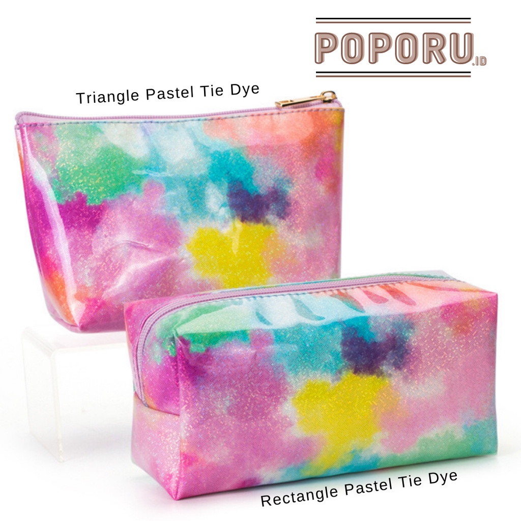 POPORU PASTEL TIE DYE pouch 3 types - cosmetics bag organizer for make up - tas tempat kosmetik