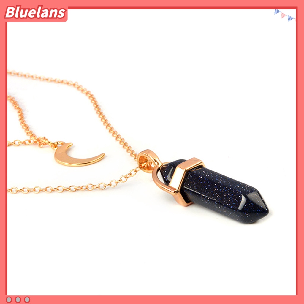 Kalung Dengan Liontin Bentuk Bulan Heksagonal Berlapis Untuk Kencan