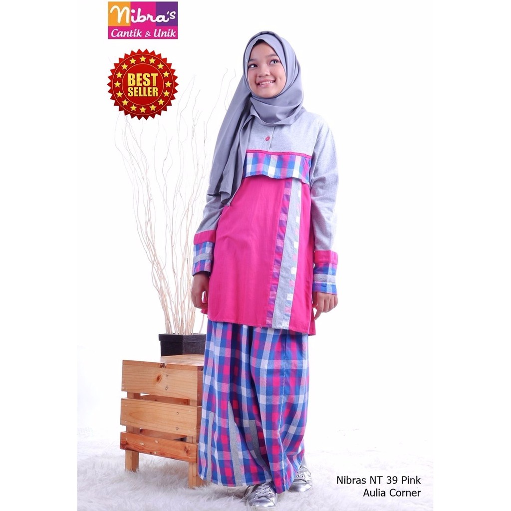 TERLARIS Pakaian Anak Perempuan Nibras NT 39 Pink Baju Gamis Setelan
