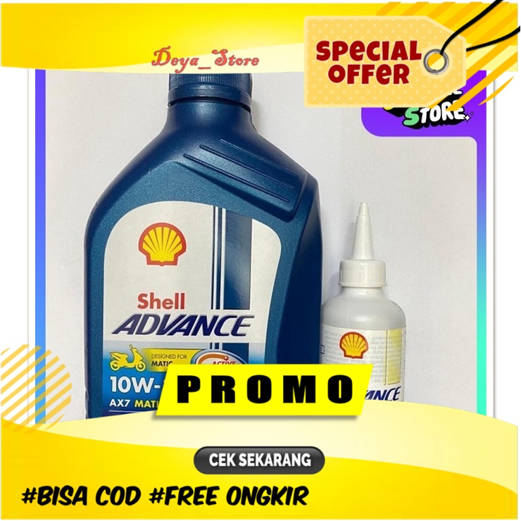 Original Paket Oli Matic Honda Yamaha Paket Oli Shell Ax7 Matic 1 Liter Advance 0.8L +1 GARDAN SHELL