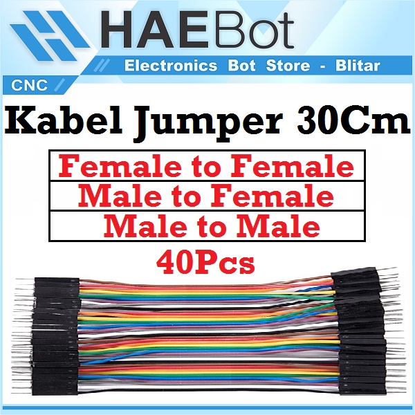 [HAEBOT] Jumper Kabel Arduinoo 30cm Male Female 40pcs buah Board Konektor Pelangi Rainbow Wire Solderless