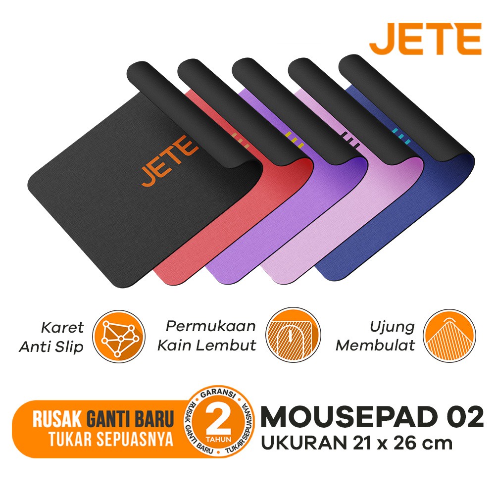 Mouse Pad JETE Mousepad 2 Ukuran Besar 21 x 26 cm - Anti Slip