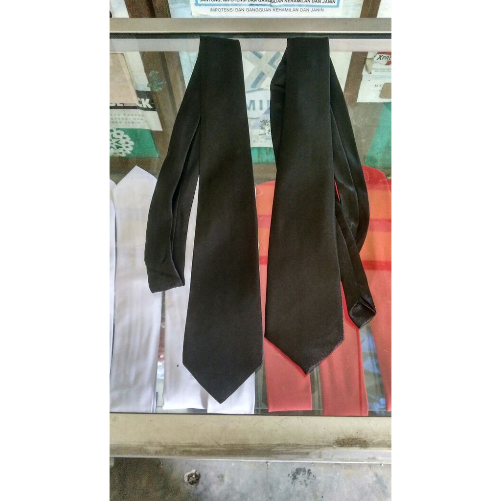 Dasi Hitam Panjang Polos | Premium Ikat Manual Tebal Dewasa