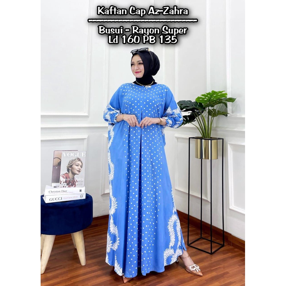 AZ-ZAHRA KAFTAN SIZE JUMBO XXXXL MOTIF CAP ENCIM WARNA SOFT BUSUI RESLETING DRESS WANITA KEKINIAN RAYON TEBAL BATIK PEKALONGAN