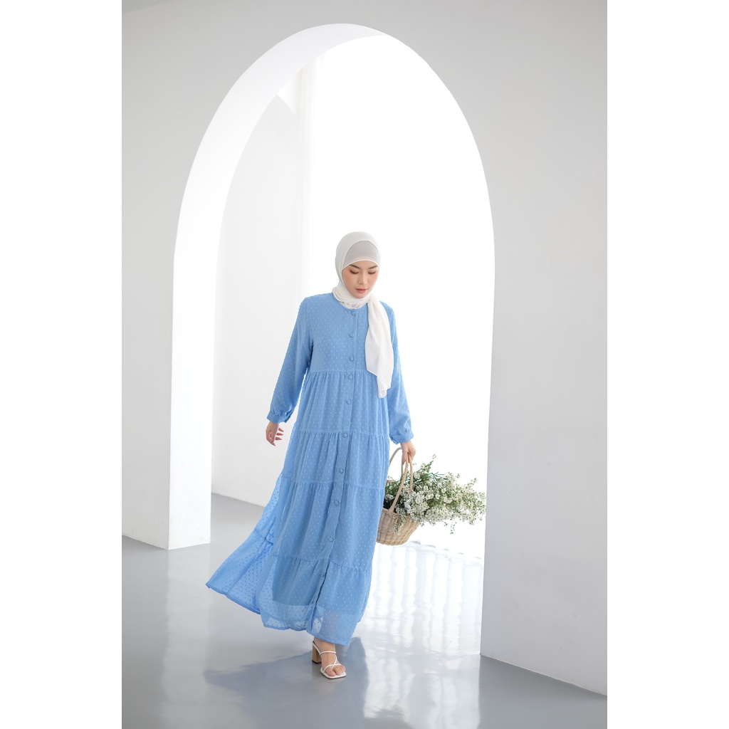 Dress Pesta Mewah | RUBY DRESS BLINK | Model Gamis Kekinian Bahan Ceruty Rubiah Impor