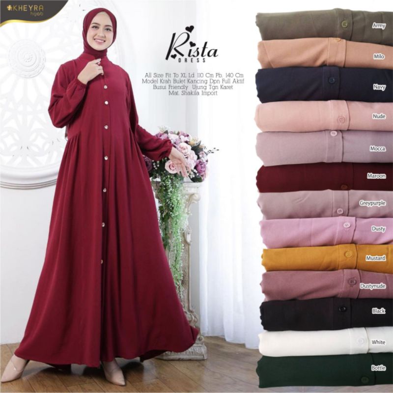 Rista dress bahan shakila import by kheyra