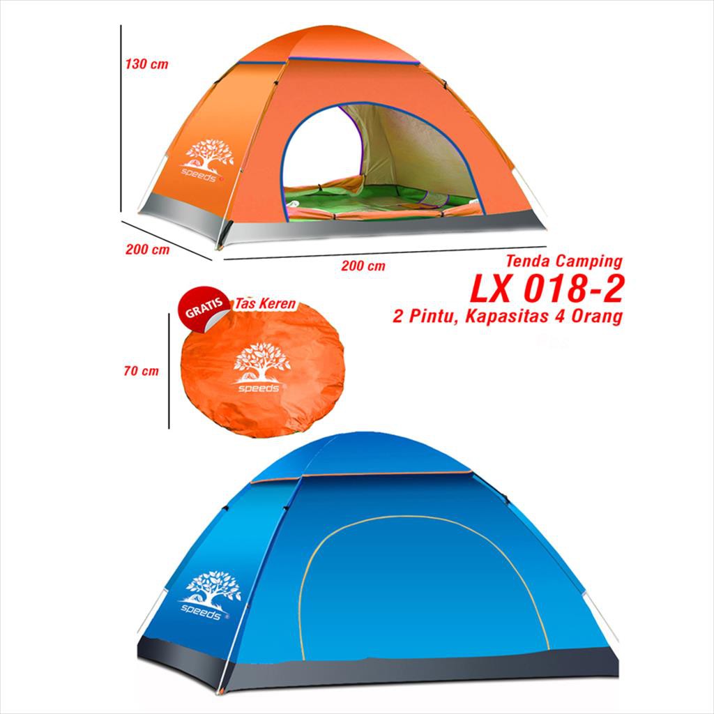 Sekawantoys Tenda Camping Outdoor Kapasitas 3-4 orang Waterproof/ Tenda Speeds LX.018-02 FREE TAS