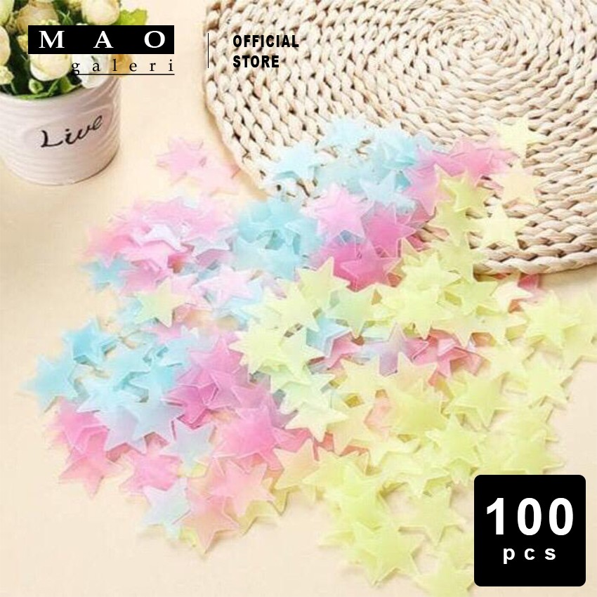 MAOgaleri 100pcs Stiker Bintang Stiker Dinding 3D Kamar Tidur Dapur Kamar Mandi Ruang Tamu UN051