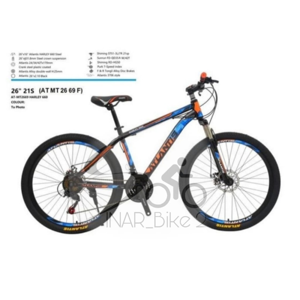 Sepeda Gunung MTB ATLANTIS 690 &amp; 730 &amp; 735 Ukuran 24&quot; 26&quot; 27.5&quot; Inch 21 Speed