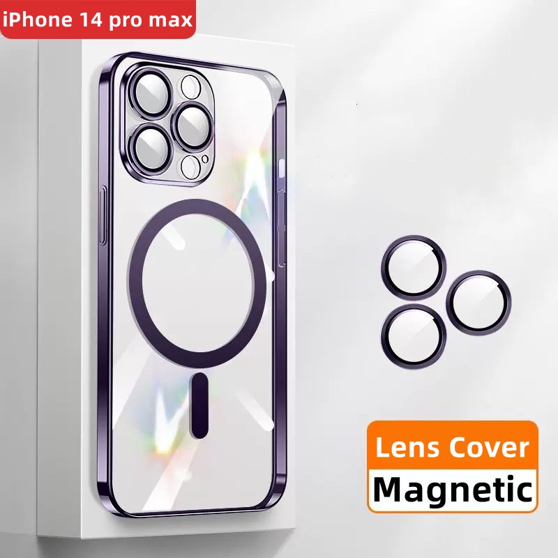 Soft Case Silikon Transparan Magnetik Shockproof Untuk iPhone 14 Pro MAX 14 Plus 11 Pro MAX 12 13 Pro MAX