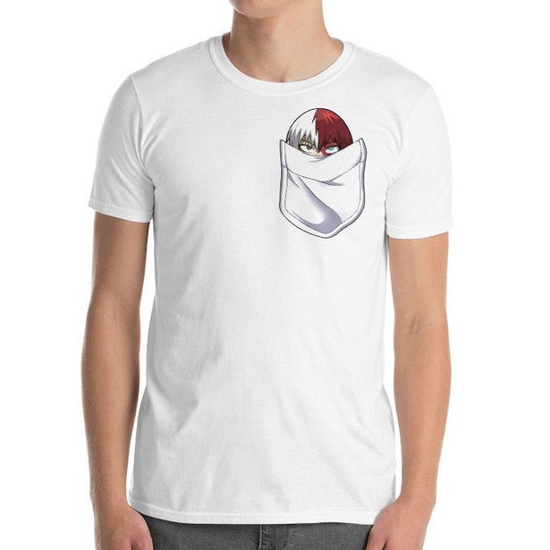 Tshirt Todoroki Shoto White Fake pocket My hero Academia Anime Manga Premium Unisex