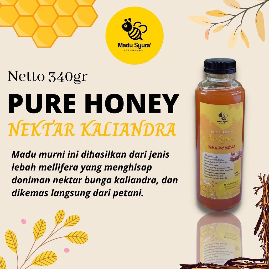 

Madu Murni Asli (340Gr) - Madu Syura' 100% Pure Honey - Nektar Bunga Kaliandra