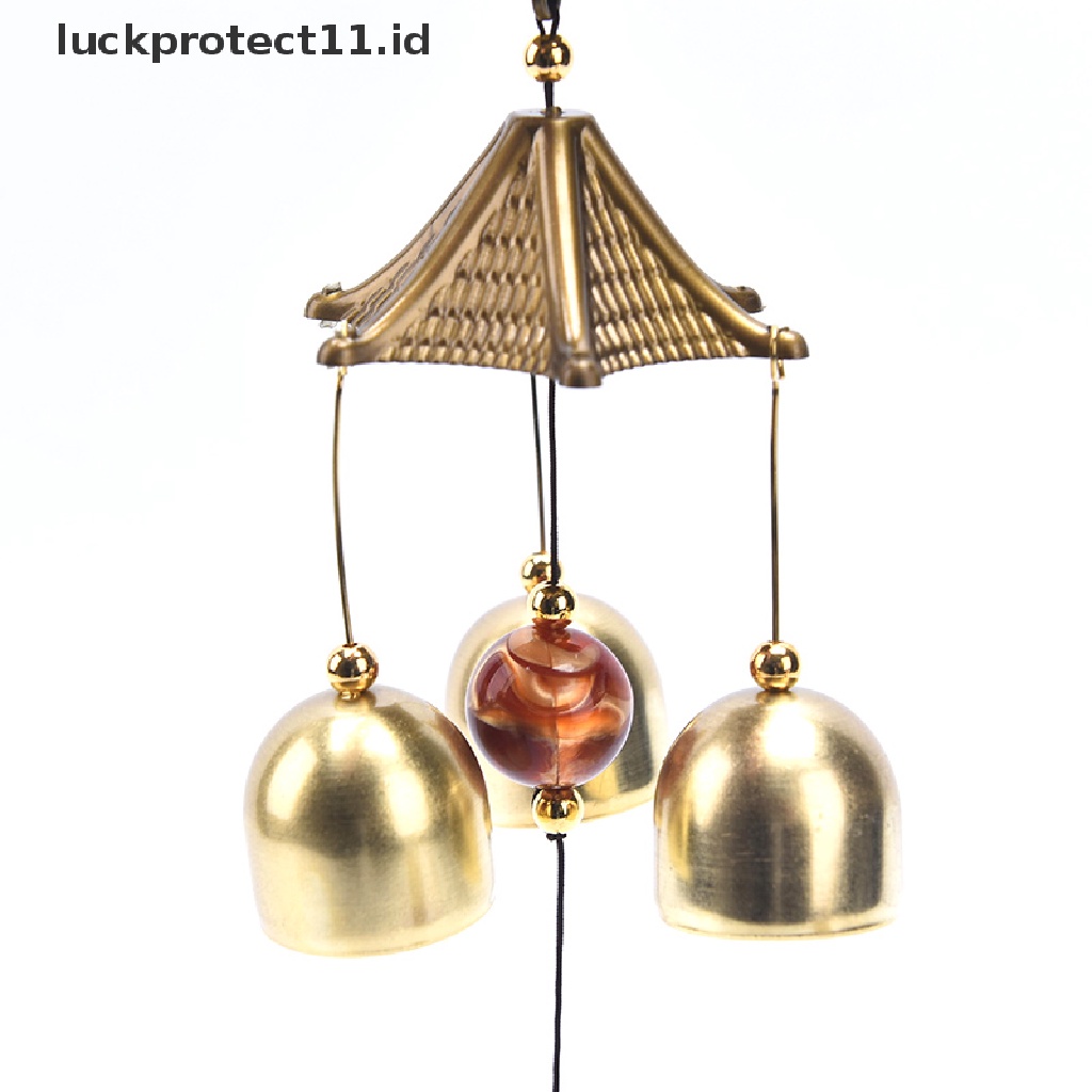 // Hg &amp; ID// Liontin Lonceng Angin Logam Tembaga Dekorasi Pintu Lucky Cat Feng Shui Pendant