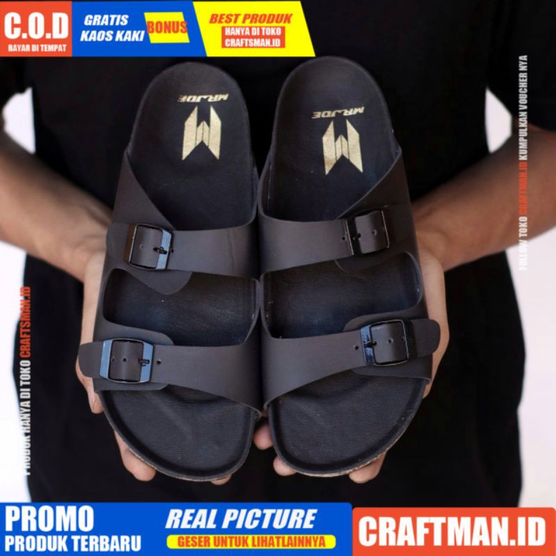 CRAFTS x PIXGY Sandal Pria Sandal Slide Pria Kulit Sintesis Original