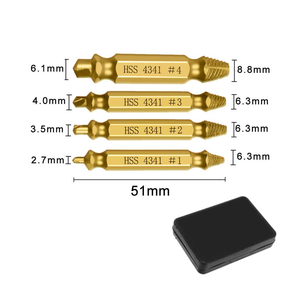 TD - PKK DIZAINLIFE Set Mata Bor Extractor Broken Screw Remover 4 PCS - TL105