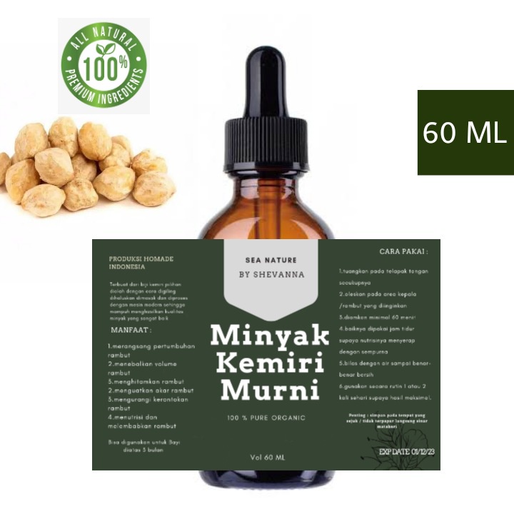 MINYAK KEMIRI MURNI ASLI 60ml - penumbuh rambut alis bulu mata brewok kumis