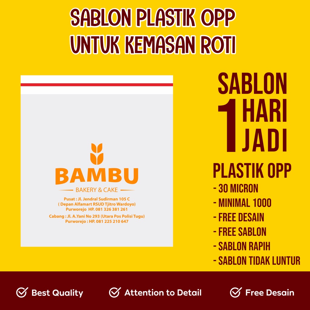 

Sablon Plastik Opp Murah, Plastik Roti, Plastik Kemasan, Sablon 1 Hari Jadi