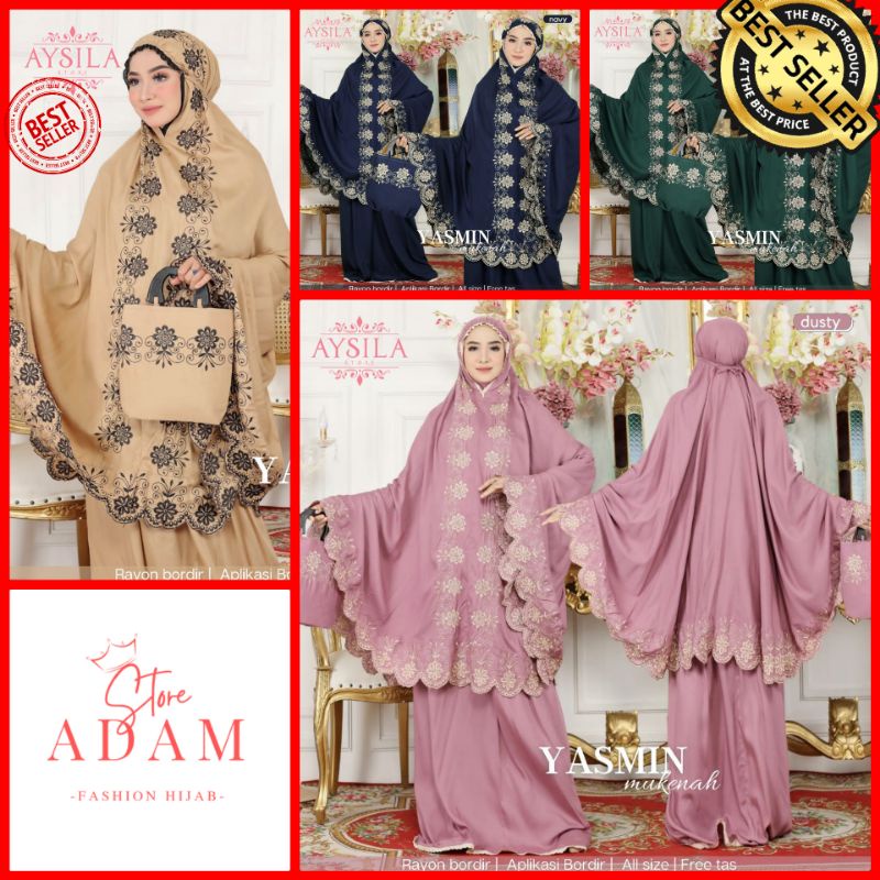 [[ READY STOK ORIGINAL ]] MUKENAH YASMIN PREMIUM BY AYSILA RAYON BORDIR RENDA FREE TAS
