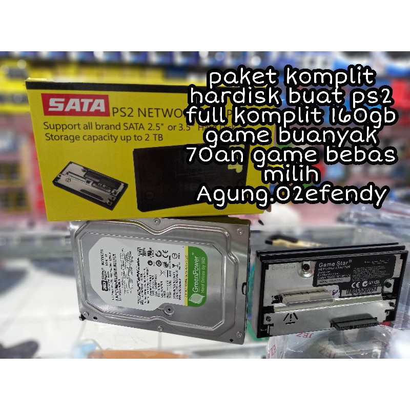 HARDISK PS2 160GB NETWOKR SATA PAKET KOMPLIT TINGGAL PASANG AJA NDAN GAME 80AN