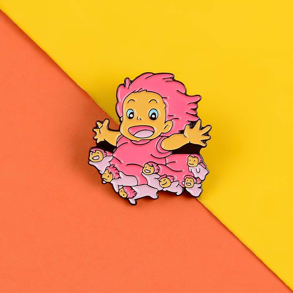 [Elegan] Ponyo Bros Lucu Kartun Perhiasan Aksesoris Di Tebing Film Kerah Bros Anime Lencana Enamel Pin