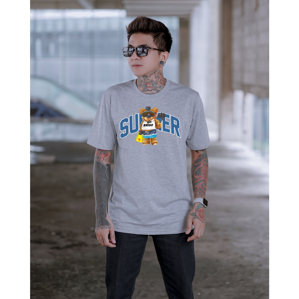 BRIGO Kaos Lengan Pendek SUMMER Bear II Kaos Distro BRIGO Beruang SUMMER II Kaos Katun Combed M-XL ( Pria &amp; Wanita )