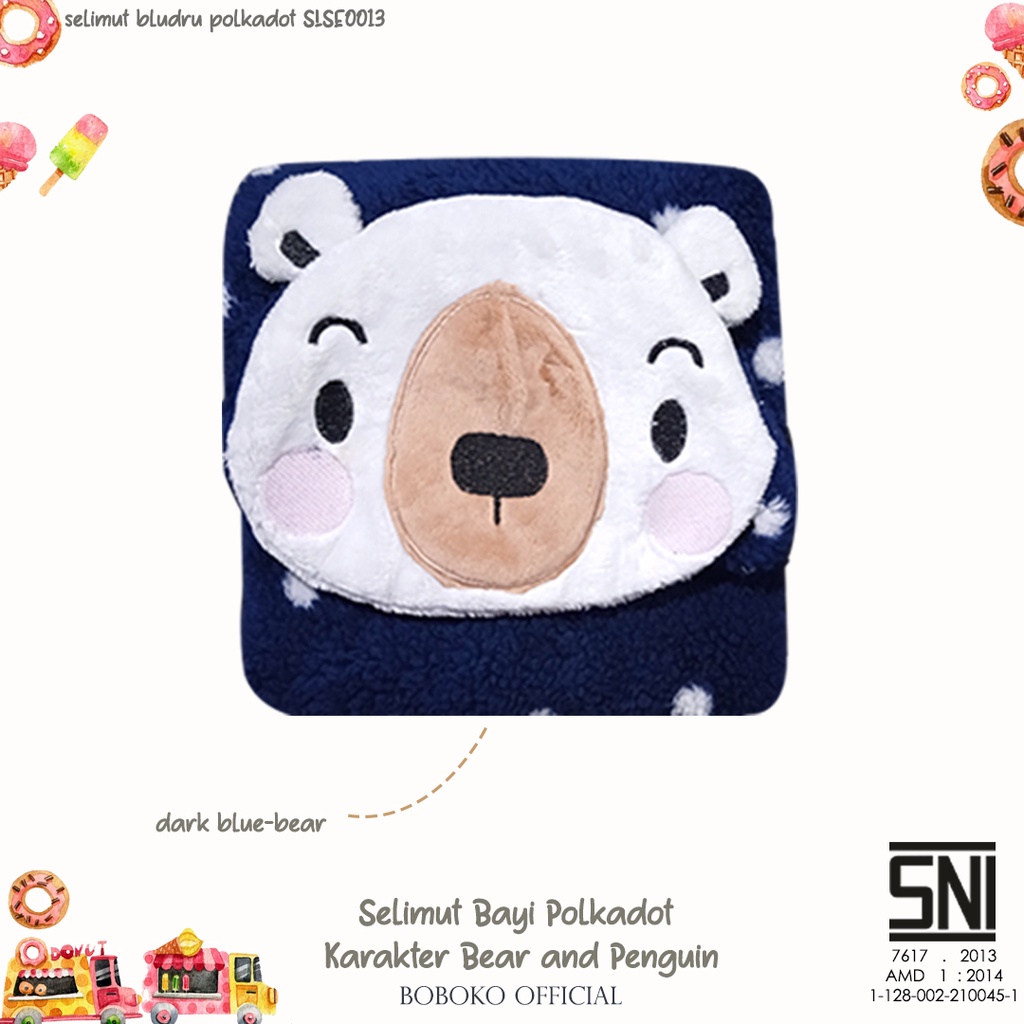 BOBOKO Selimut Bayi Bulu Premium Bear and Penguin 78x71 SLMT2