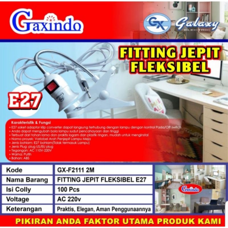 Fiting jepit gaxindo flexibel kabel 2meter