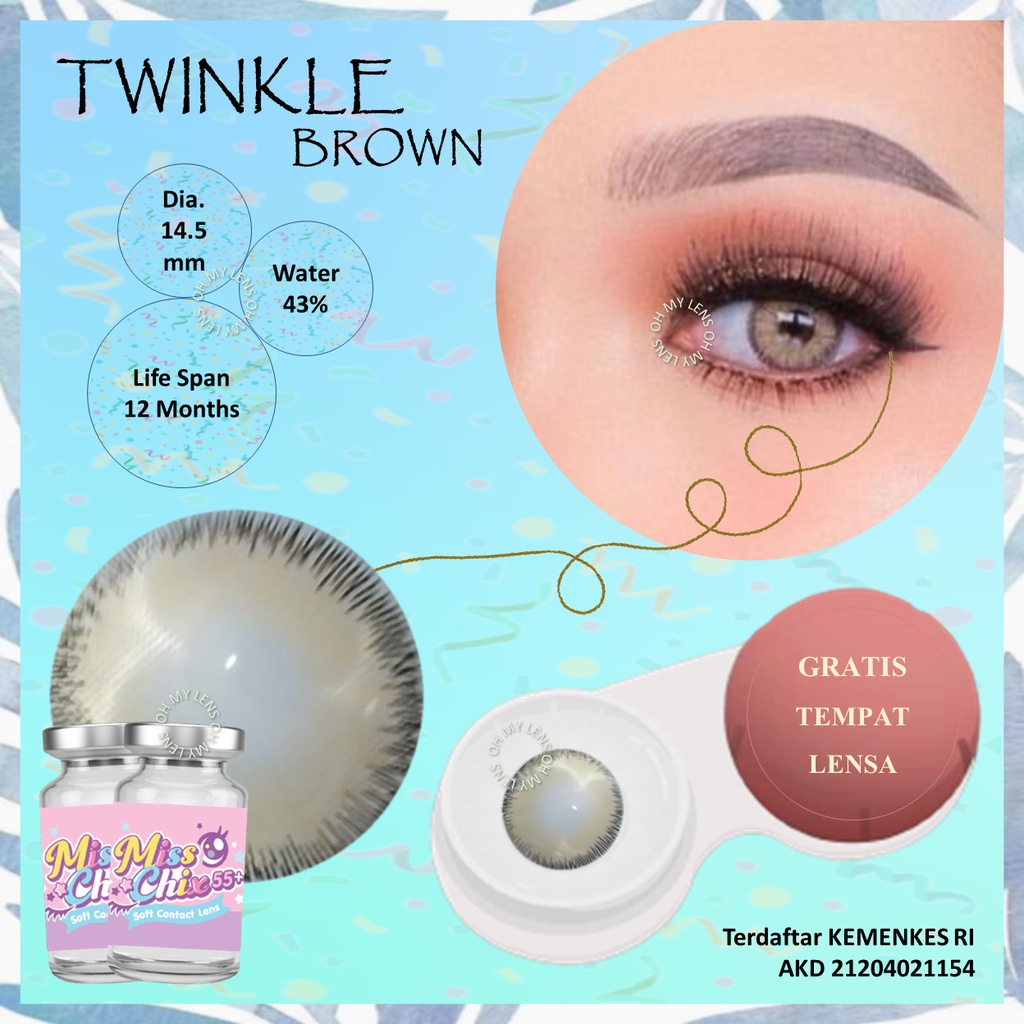 soflent TWINKLE BROWN coklat Power Bisa Minus Sama / Beda Minus / Normal | soflens minus Terdaftar K