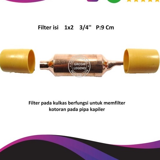 Filter isi kulkas 1x2 body pipa 3/4 inch panjang 9 cm