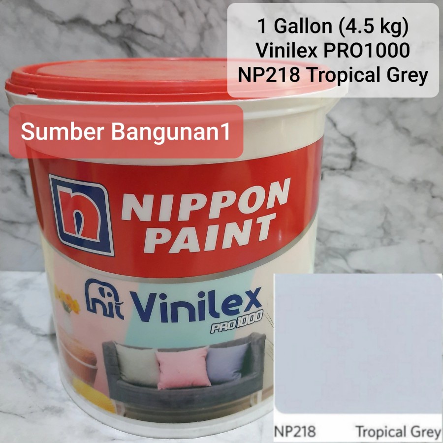 Cat Tembok vinilex pro NP218 Tropical Grey [Untuk Instant/Same day]interior abu muda 4.5kg dinding