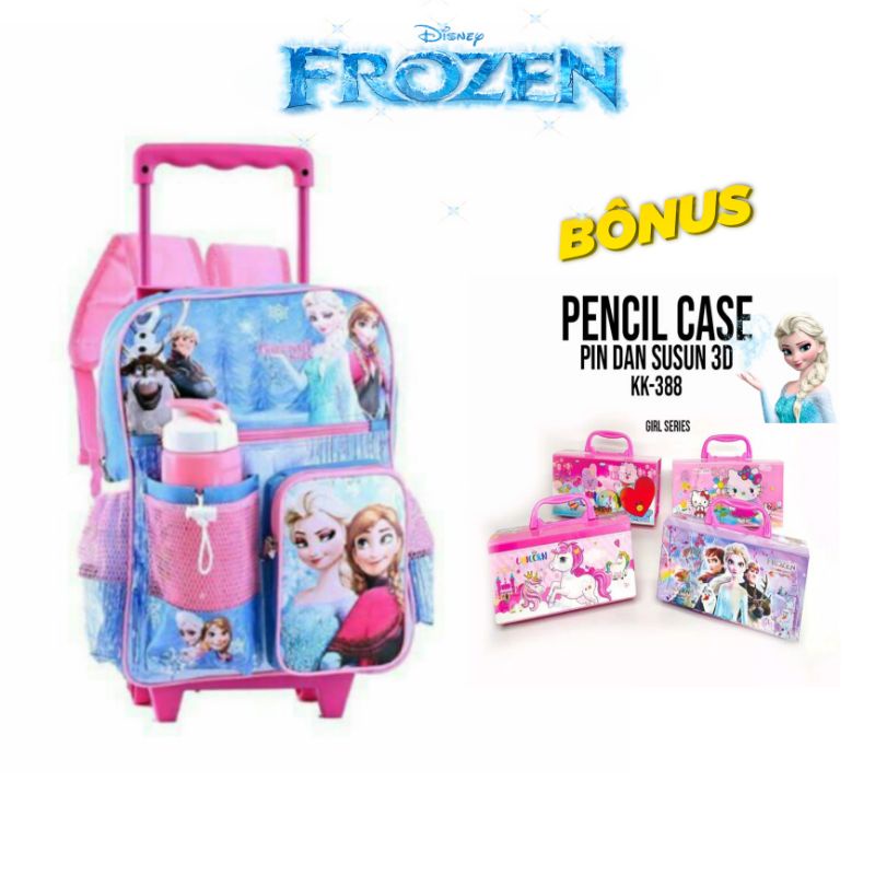 Tas Troli Anak Perempuan, Tas trolley Anak Tas roda Anak SD TK Tas Dorong Anak Perempuan Frozen