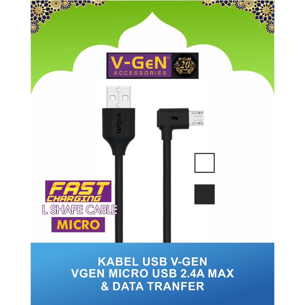 KABEL USB V-GEN 2.4A 1M CM1-05 GAMING MICRO L SHAPE