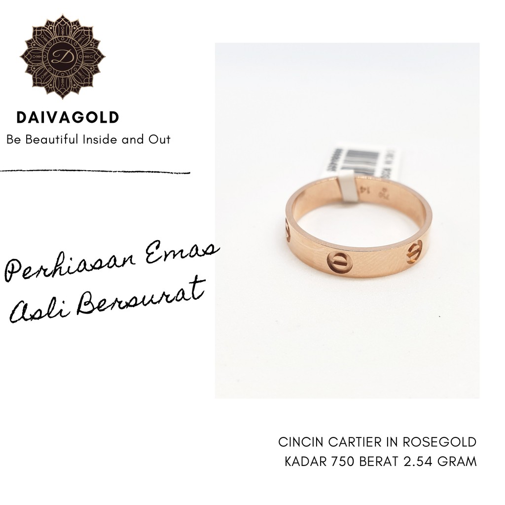 Cincin Emas Asli Cartier Kadar 750 (DV1I)