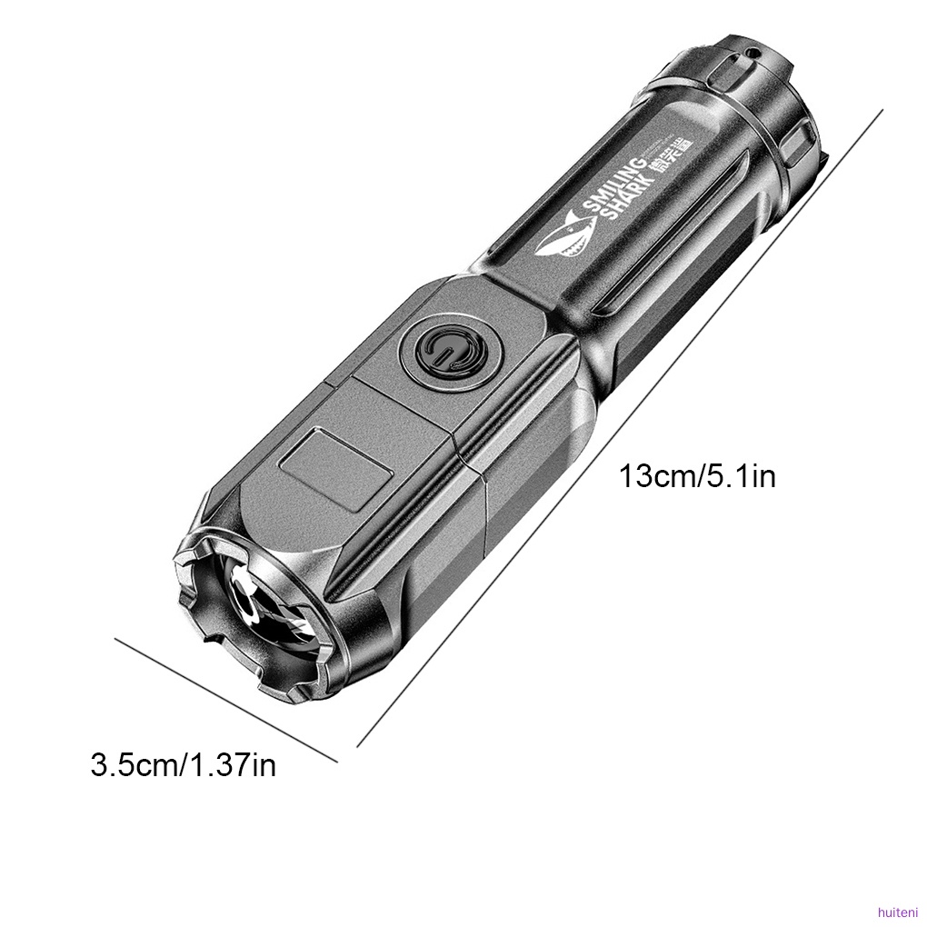 Flashlight High Brightness Focusing Flashlight Waterproof USB Charging Torch Waterproof Plastic Torch huiteni.id