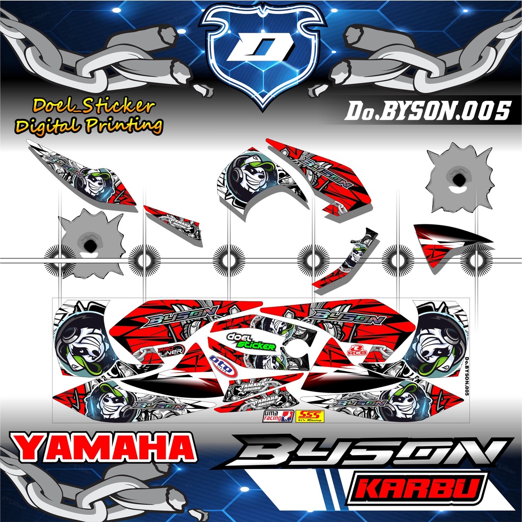 Striping Byson Karbu Variasi PANDA Sticker Stiker Skotlet Motor List Scotlite Body 005