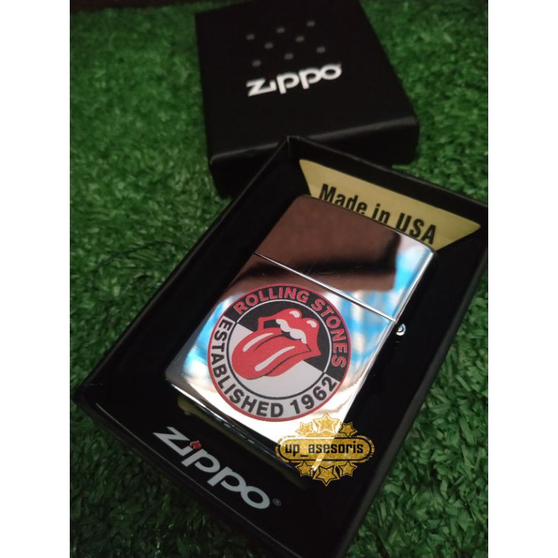 Zippo Korek Api Logo Band Rolling Stones Print UV Souvenir Kado Hadiah