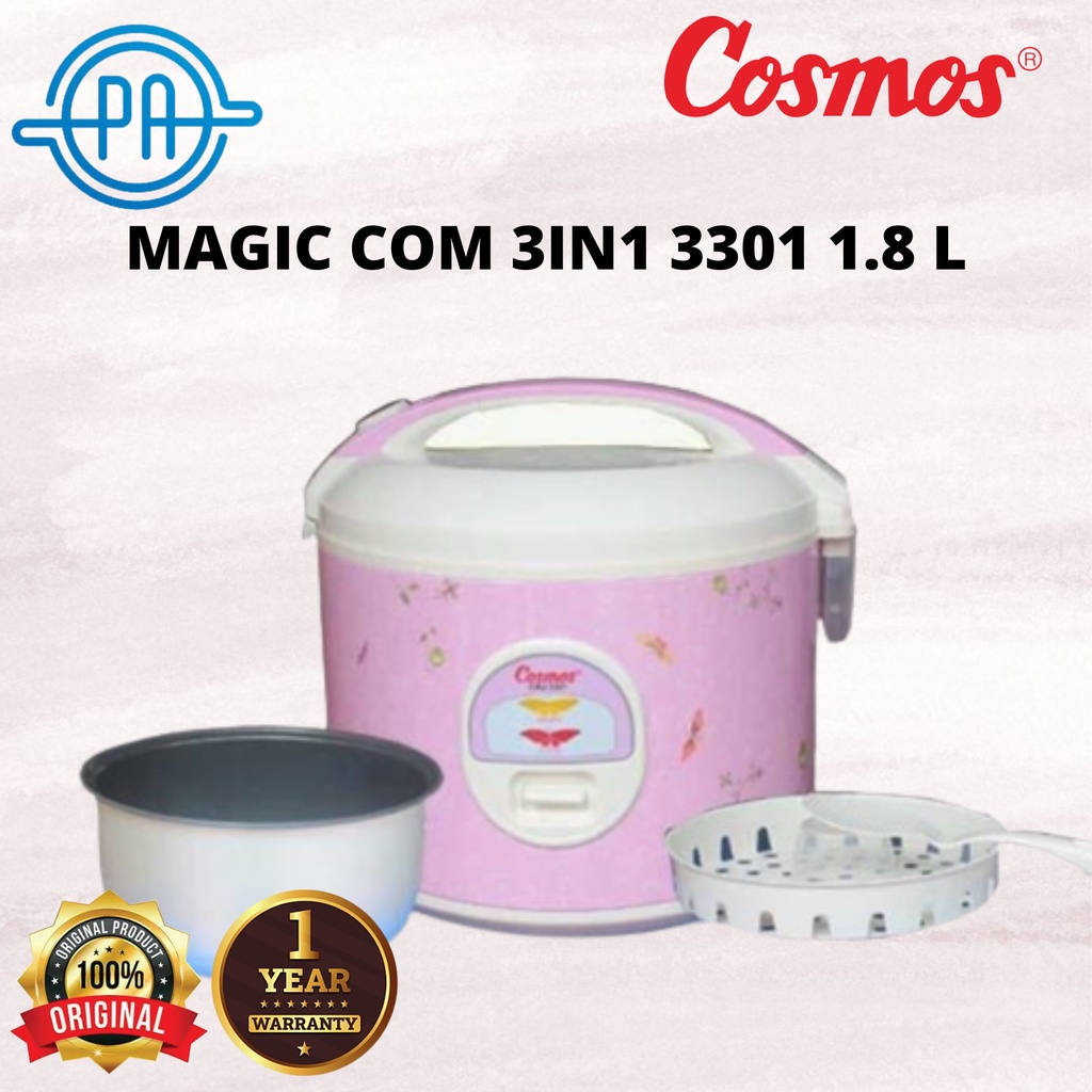 MAGIC COM COSMOS 3 IN 1 3301 1.8 L FOOD GRADE WITH NON-STICK INNER PAN