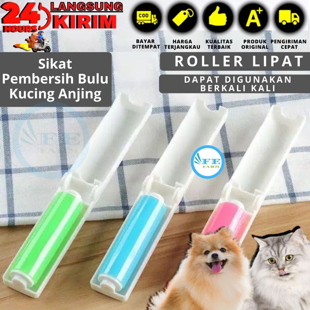 Pembersih Bulu Kucing Anjing ROLLER LIPAT FEFARM