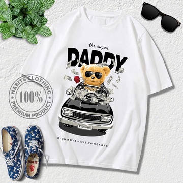 fourfashion Kaos Pria Kaos Distro SUGAR DADDY BEAR DOLAR White CN045