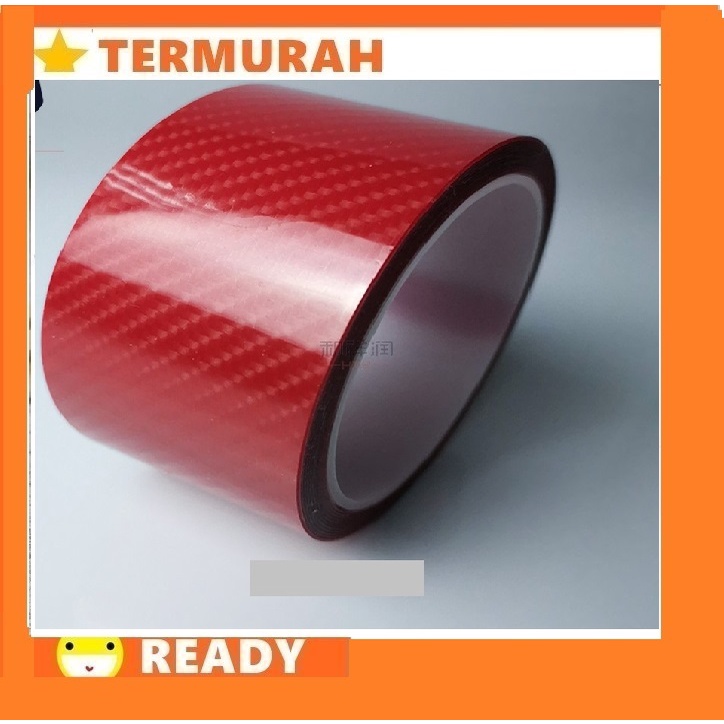 Stiker Pelindung Sillplate Silplate Sill Plate Pijakan Kaki Mobil Merah Carbon 5 Meter X 10 Cm Unive