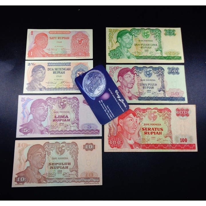 Set Uang Kuno / Uang Koleksi: 1 - 100 Rupiah 1968 Sudirman (PREMIUM)