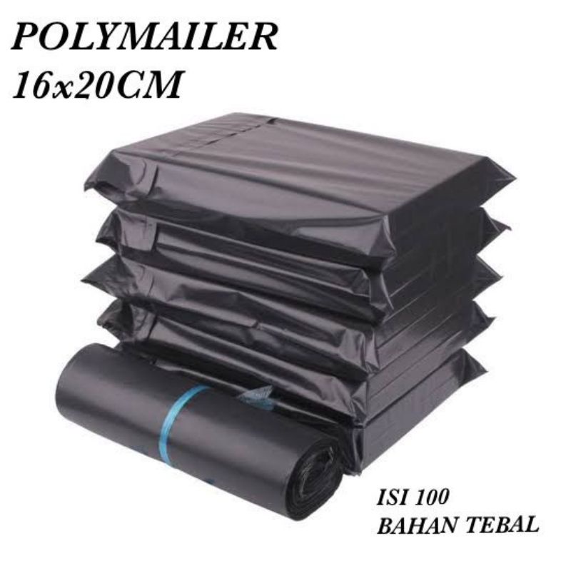 Plastik Polymailer Hitam LDPE [16x20] isi 100 - Bungkus Plastik Packing Online