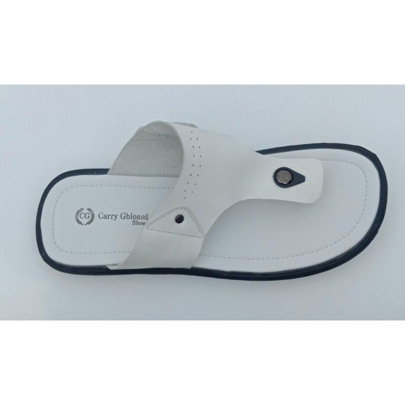 sandal kulit BIG SIZE sandal JUMBO pria sandal jepit kulit HITAM / PUTIH