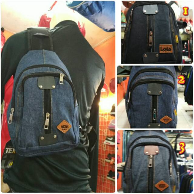 Tas Pria Selempang Waist Bag Vans Lois Denim Punggung Belakang Mini