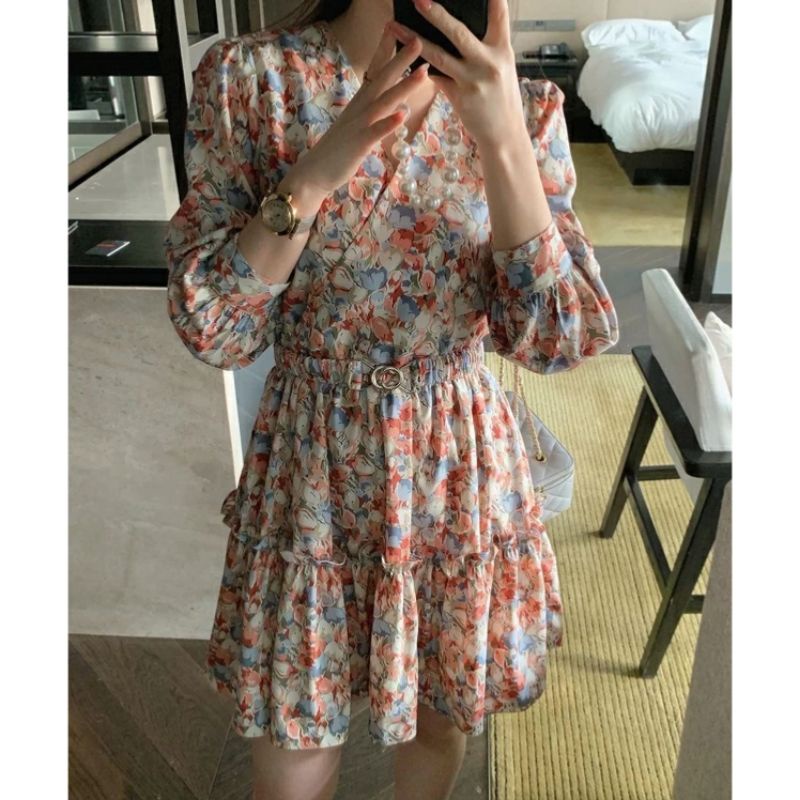 MDLV ~ 1774# Winona Mini Dress Flower Dress Korea Look Fashion import