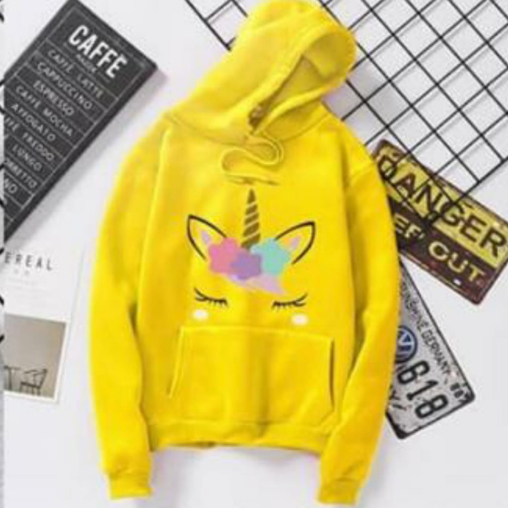 HOODIE UNICORN RAINBOW / HOODIE WANITA TEBAL